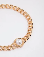 Gold Chain Statement Pearl Choker