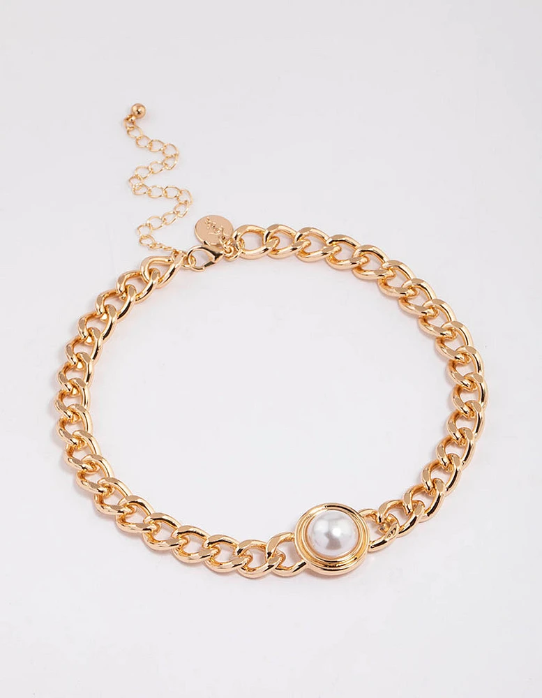 Gold Chain Statement Pearl Choker