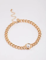 Gold Chain Statement Pearl Choker