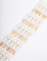 Gold Multi-Row Pearl Choker