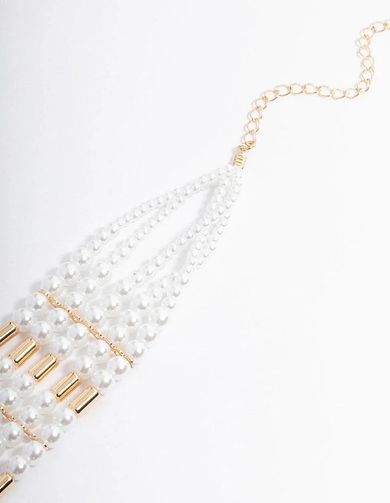 Gold Multi-Row Pearl Choker