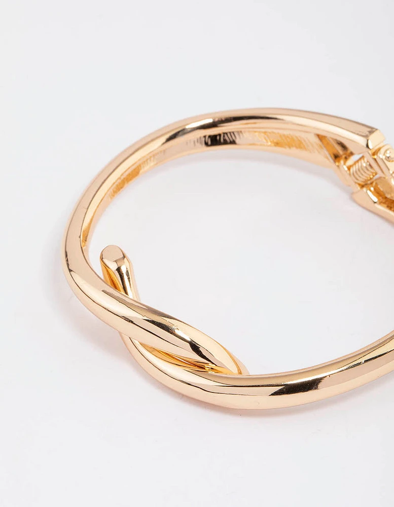 Gold Knotted Interlaced Hing Bangle