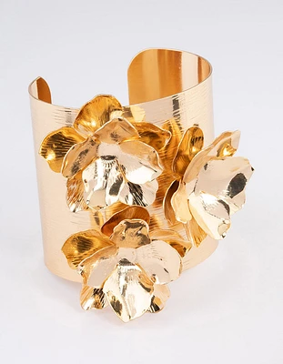 Gold Statement Flower Cuff