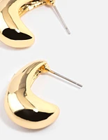 Gold Plated Baguette Bold Wide Hoop Earrings