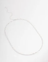 Silver Plated Cubic Zirconia Round & Baguette Tennis Necklace
