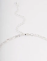 Silver Plated Cubic Zirconia Round & Baguette Tennis Necklace