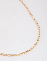 Gold Plated Cubic Zirconia Round & Baguette Tennis Necklace