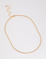 Gold Plated Cubic Zirconia Round & Baguette Tennis Necklace