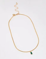 Gold Plated Classic Cubic Zirconia Baguette Necklace