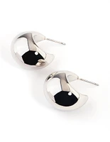 Rhodium Smooth Round Mini Hoop Earrings