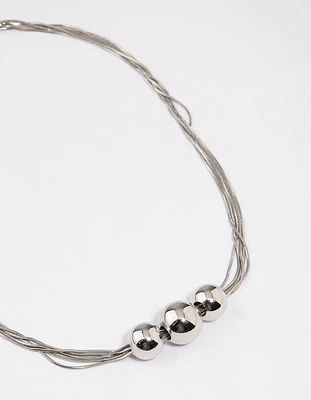 Rhodium Snake Chain Ball Necklace