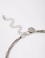 Rhodium Snake Chain Ball Necklace