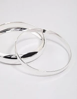 Silver Smooth Thick Bangle Pack