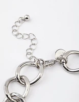 Rhodium Chain Loop Diamante Oval Bracelet