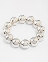 Rhodium Round Ball Stretch Bracelet