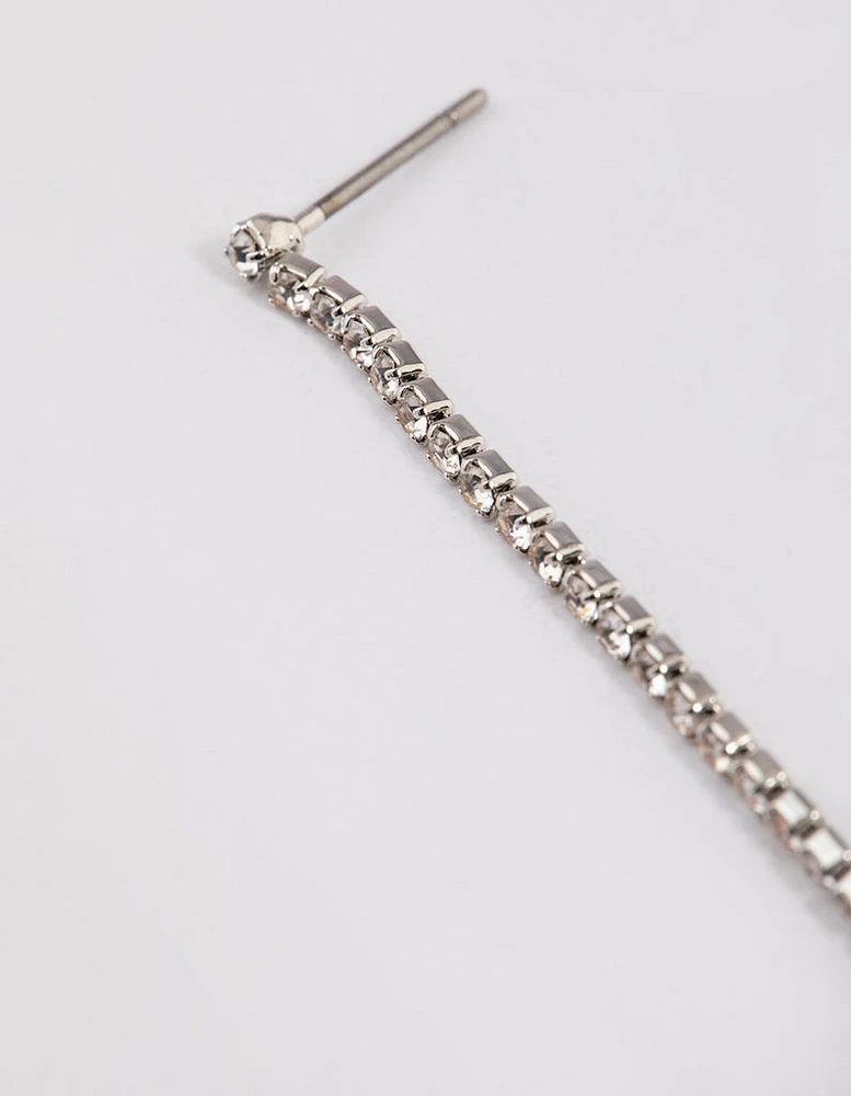 Silver Cup Chain Large Pearl Drop Earrings