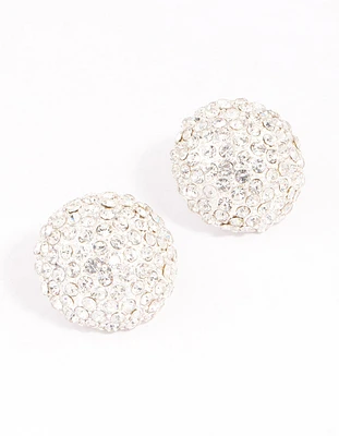 Silver Statement Diamante Dome Stud Earrings