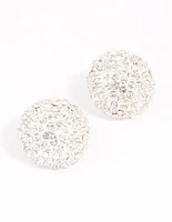 Silver Statement Diamante Dome Stud Earrings