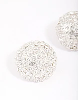 Silver Statement Diamante Dome Stud Earrings