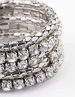 Rhodium Chunky Diamante Chain Wrapped Bracelet