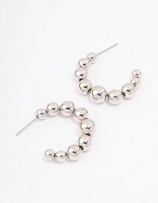 Silver Chunky Ball Hoop Earrings