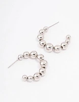 Rhodium Chunky Ball Hoop Earrings