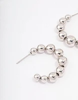 Rhodium Chunky Ball Hoop Earrings