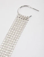 Silver Huggie Mesh Drop Earrings