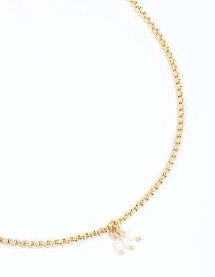 Gold Plated Triple Freshwater Pearl Dainty Necklace