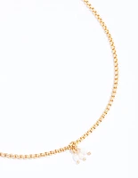 Gold Plated Triple Freshwater Pearl Dainty Necklace