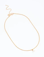Gold Plated Triple Freshwater Pearl Dainty Necklace