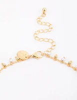 Gold Plated Beaded & Freshwater Pearl Drop Necklace
