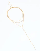 Gold Plated Cupchain Layered Y-Shape Necklace