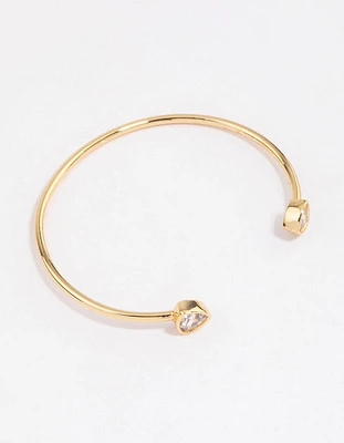 Gold Plated Triangle Cubic Zirconia Open Cuff