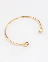 Gold Plated Triangle Cubic Zirconia Open Cuff