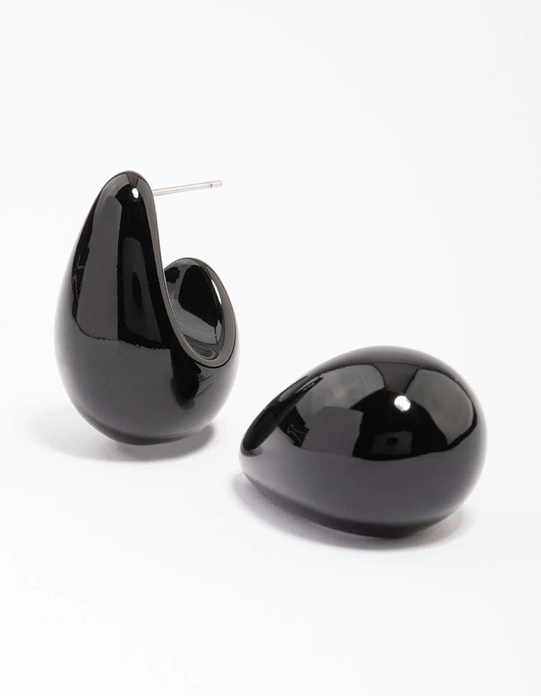 Black Bubble Drop Stud Earrings