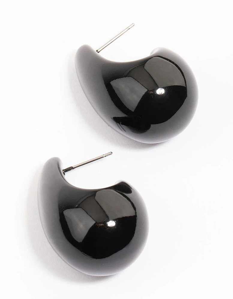 Black Bubble Drop Stud Earrings