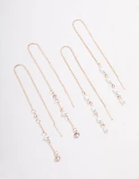 Rose Gold Pearly Diamante Thread Through Earring Pack