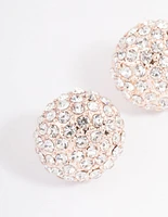 Rose Gold Pave Dome Ball Stud Earrings