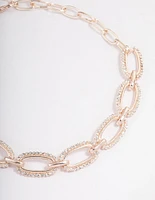 Rose Gold Diamante Oval Link Choker