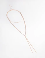 Rose Gold Flat Snake Chain Y-Shape Necklace