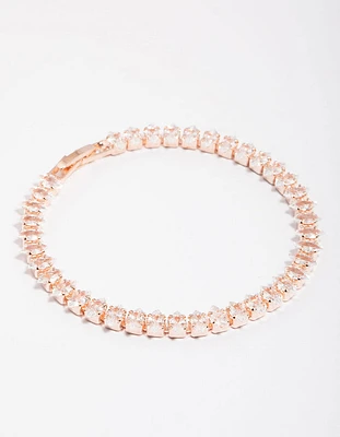 Rose Gold Cubic Zirconia Navette Tennis Bracelet