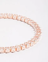 Rose Gold Cubic Zirconia Navette Tennis Bracelet