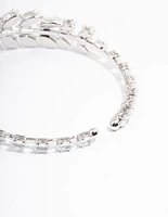 Rhodium Cubic Zirconia Statement Marquise Wrist Cuff