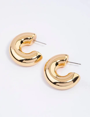 Gold Plated Inflated Classic Hoop Earrings