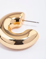 Gold Plated Inflated Classic Hoop Earrings