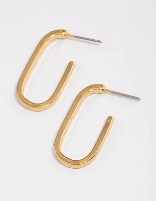 Gold Plated Cubic Zirconia Long Oval Hoop Earrings