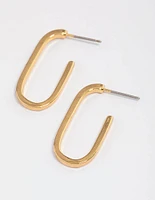 Gold Plated Cubic Zirconia Long Oval Hoop Earrings