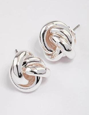 Silver Plated Classic Knotted Stud Earrings