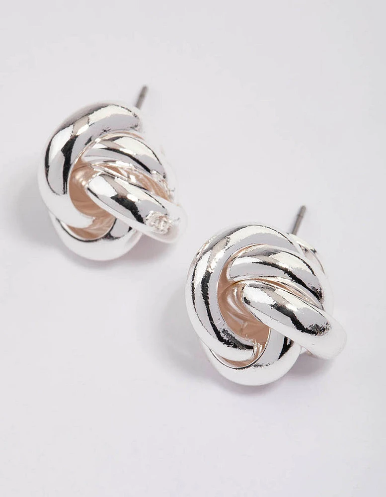 Silver Plated Classic Knotted Stud Earrings